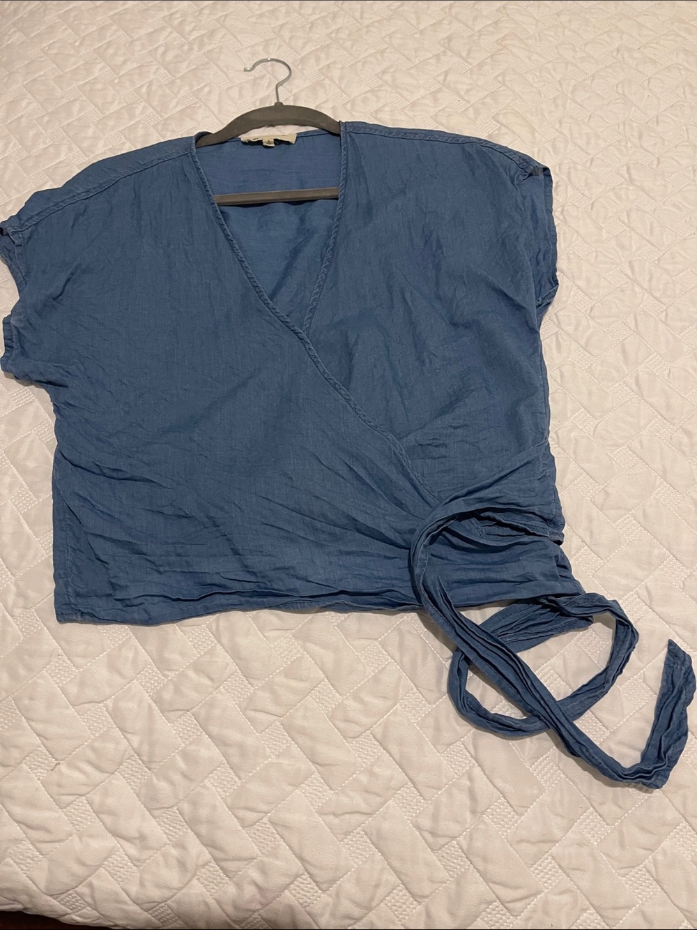 Madewell Indigo Wrap Crop Top with Side Tie